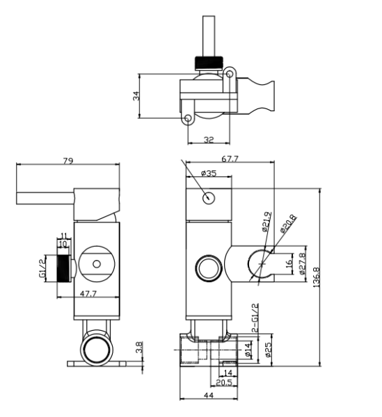 MIX 3500B kézi bidé zuhany csaptelep méretei