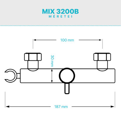 MIX 3200B fekete matt csaptelep méretei